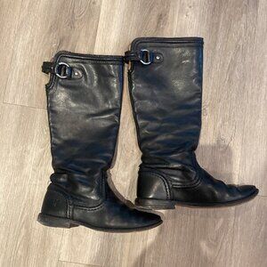 Frye Pebbled Leather Calf High Paige Trapunto Boots